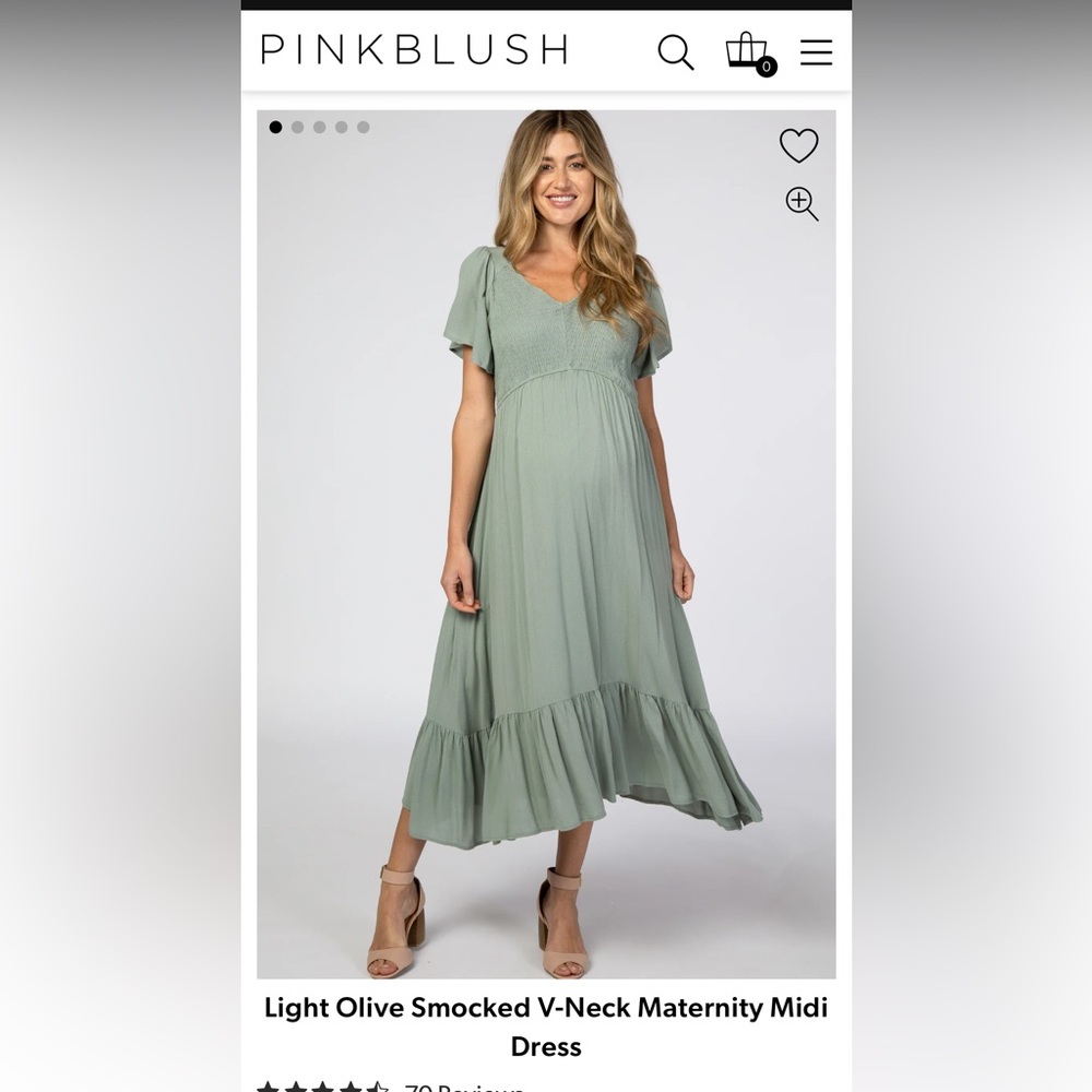 Smocked V neck midi dress